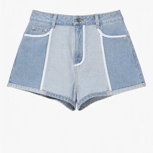 SJYP White Line Denim Shorts High Rise Medium